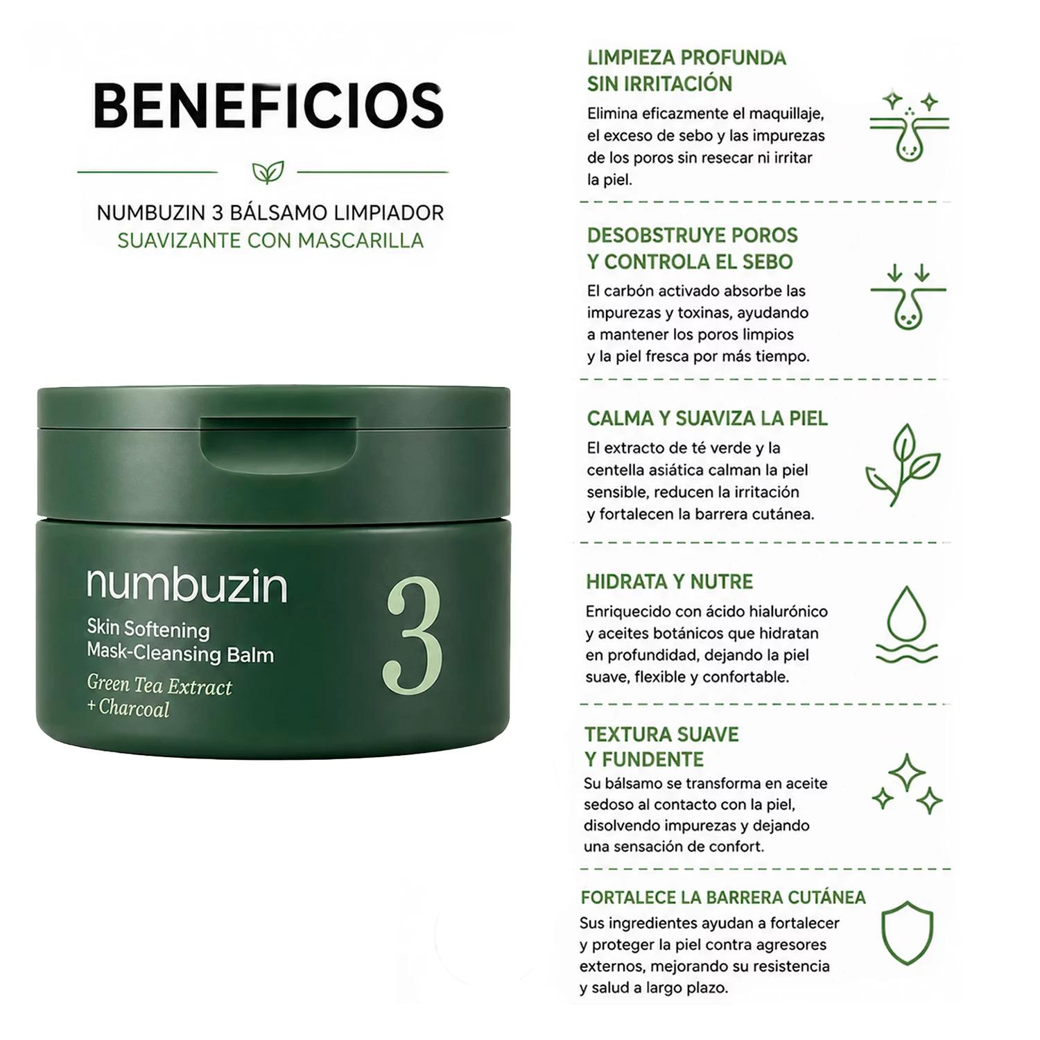 Cosmético Numbuzin Pore&makeup Cleansing Blam With Green Tea 85ml - Imagen 3