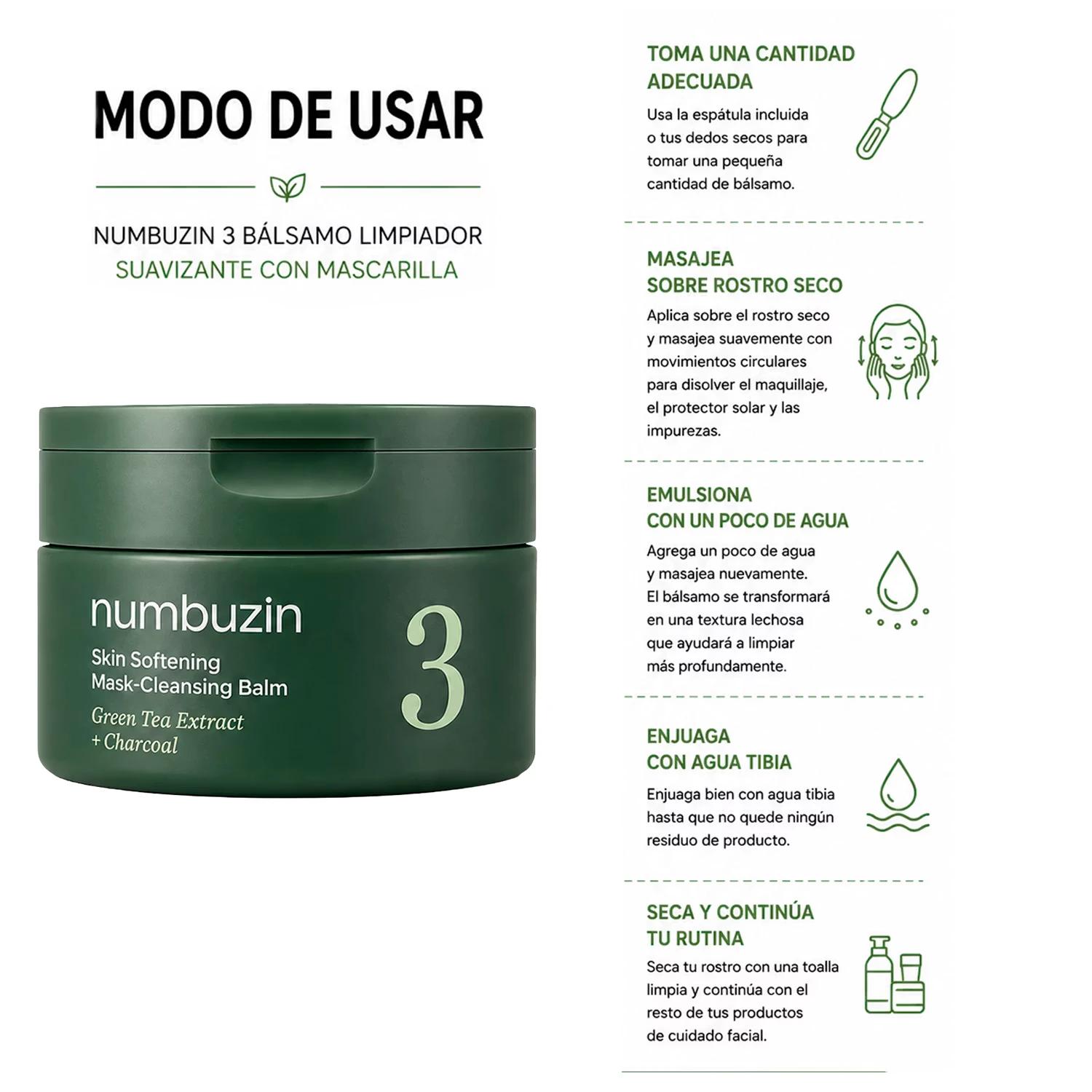 Cosmético Numbuzin Pore&makeup Cleansing Blam With Green Tea 85ml - Imagen 4