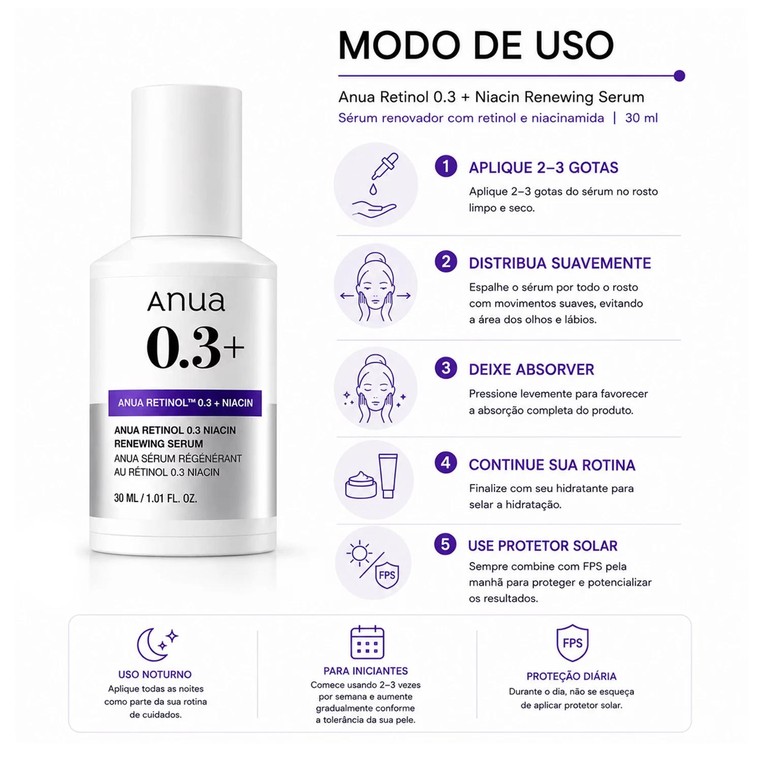 Sérum Facial Anua Retinol 0.3%+ Niacin Renewing 30ml - Imagen 4