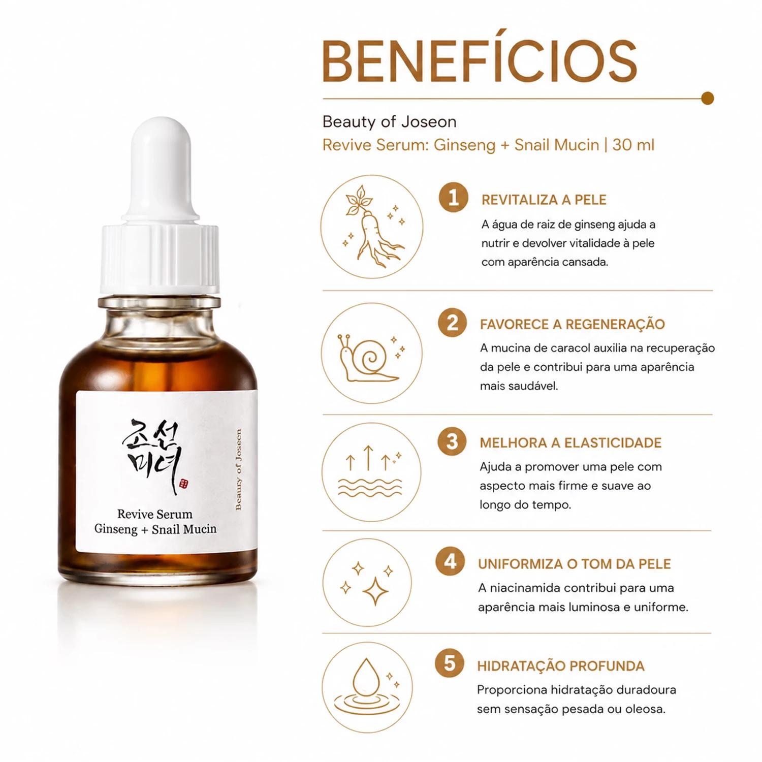 Sérum Facial Beauty of Joseon Revive Ginseng + Snail Mucin 30ml - Imagen 3
