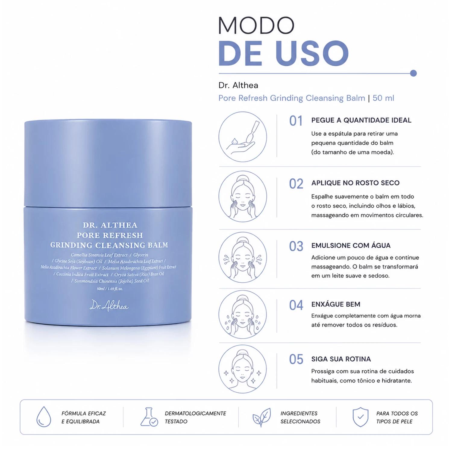 Bálsamo de Limpeza Facial Dr. Althea Pore Refresh Grinding Cleansing Balm 50ml - Imagen 4