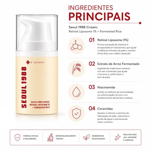 Alternative view of Creme Facial K-Secret SEOUL 1988 Retinal Liposome 1% + Fermented Rice 50ml