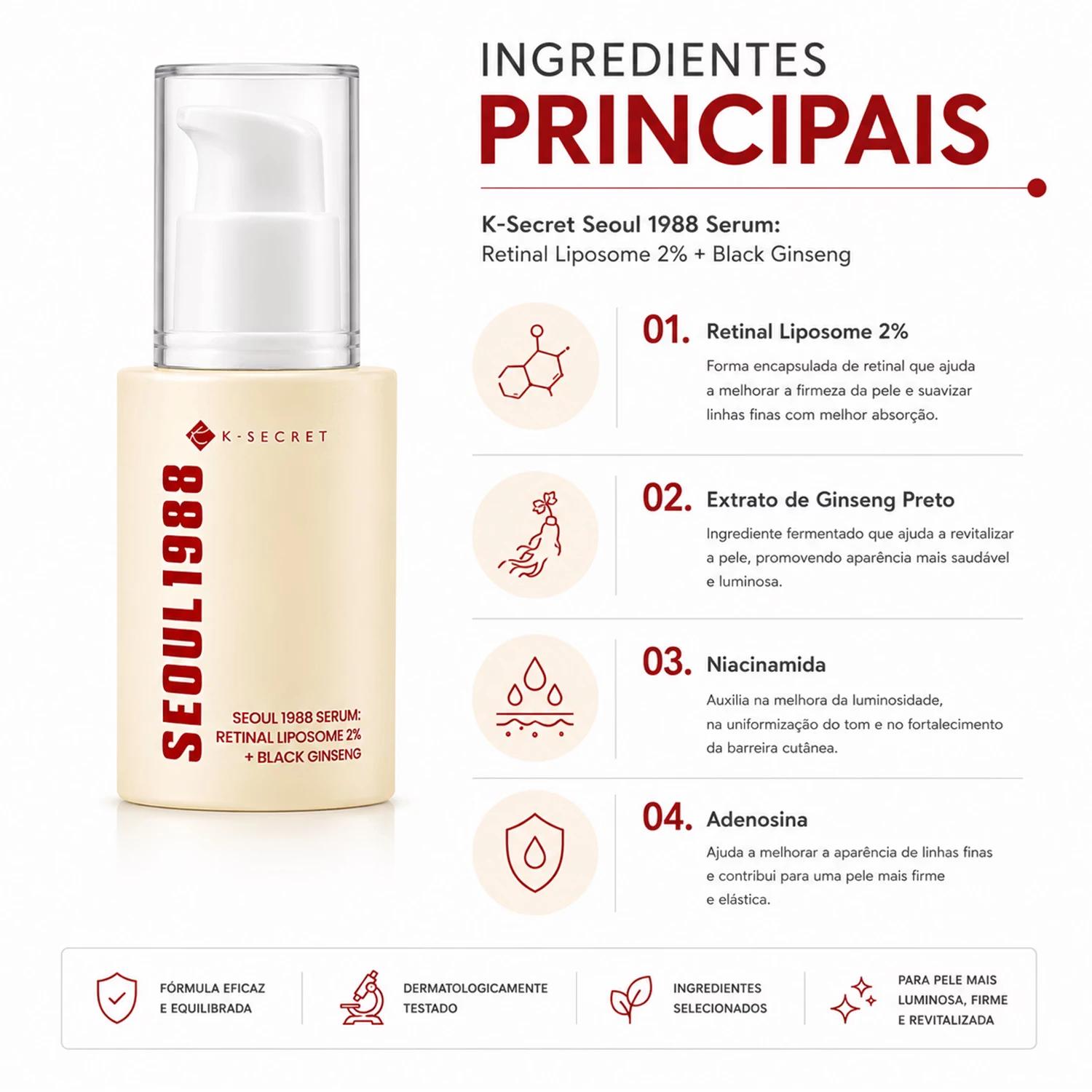 Sérum K-secret Seoul 1988 Retinal Liposome 2% + Black Ginseng 30ml - Imagen 2