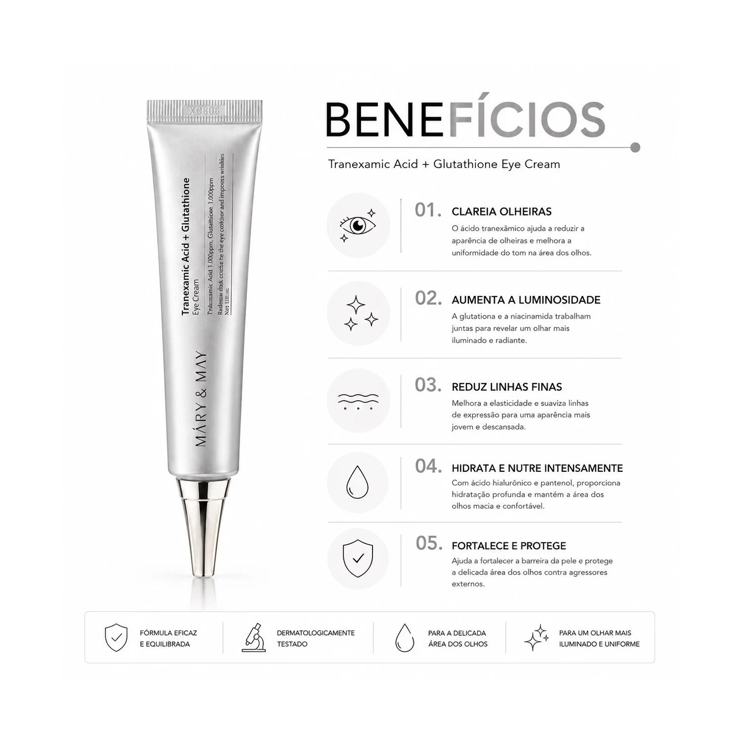 Creme Para Ojos Mary & May Tranexamic Acid+ Glutathione 30ml - Imagen 3