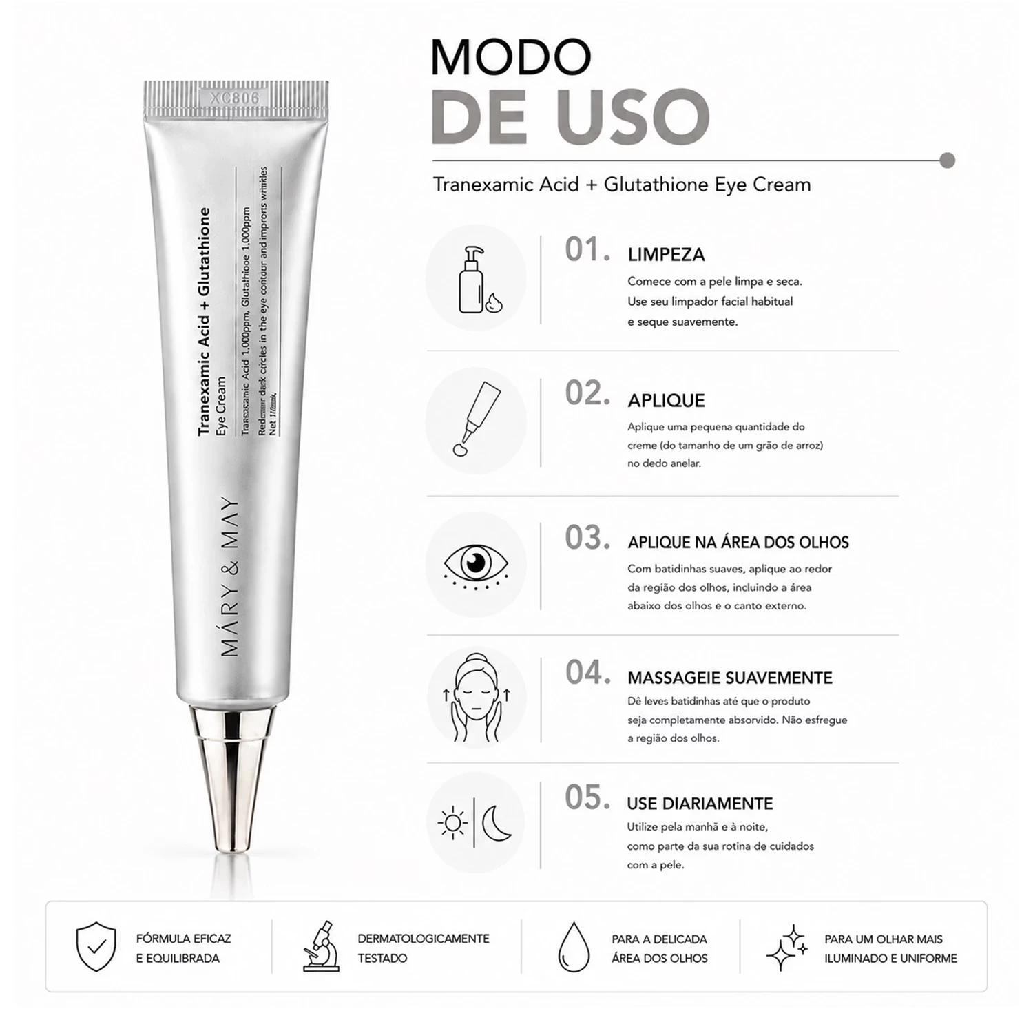 Creme Para Ojos Mary & May Tranexamic Acid+ Glutathione 30ml - Imagen 4