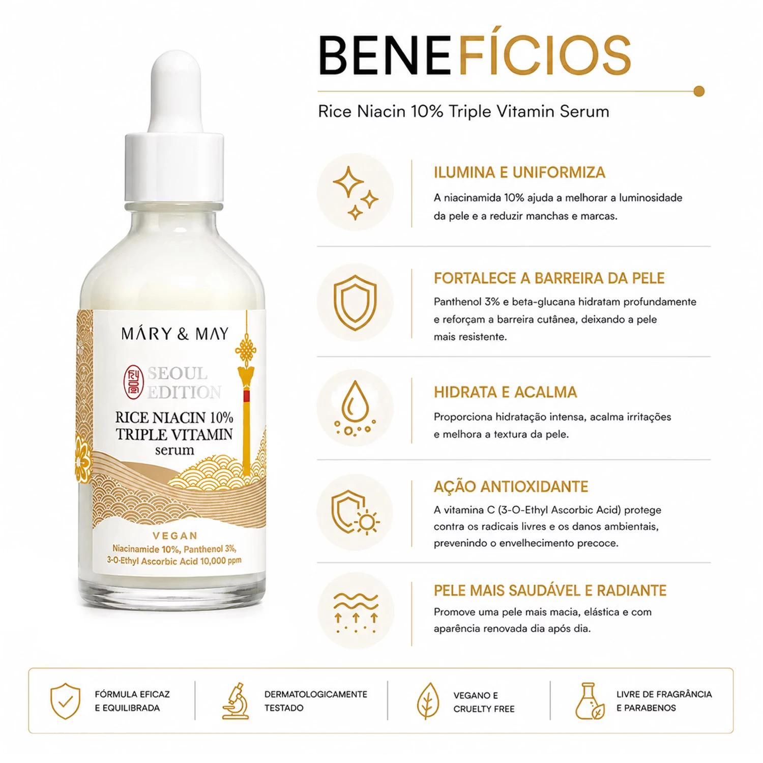 Sérum Facial Mary & May Seoul Edition Rice Niacin 10% Triple Vitamin 80ml - Imagen 3