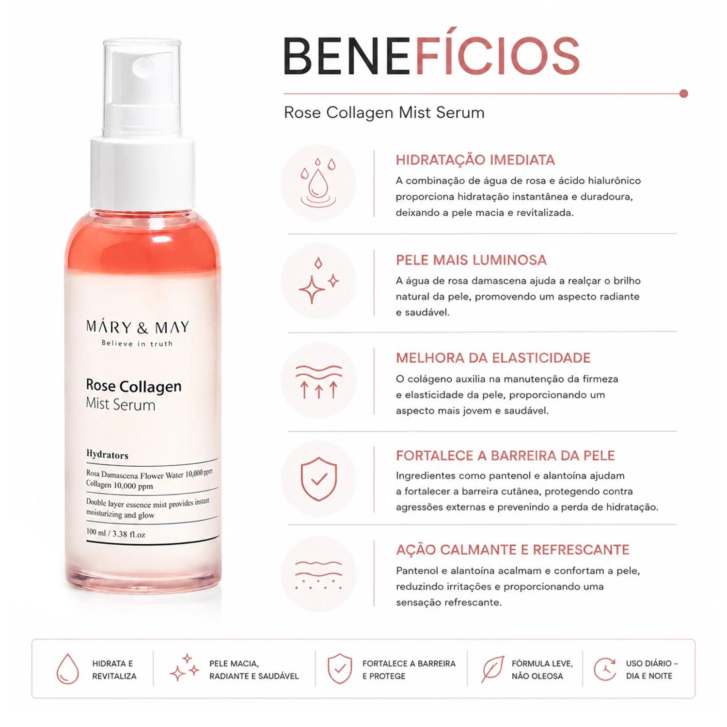 Sérum Facial Mary & May Rose Collagen Mist 100ml - Imagen 3