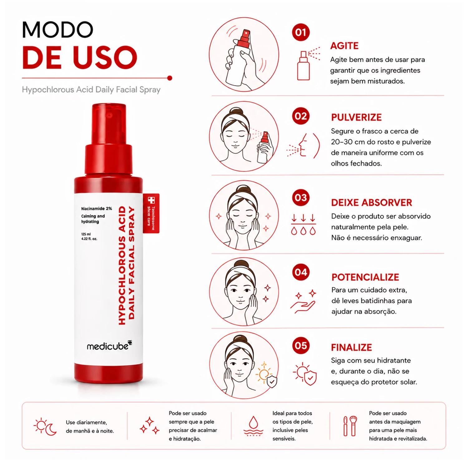 Tônico Facial Medicube Hypochlorous Acid Daily Spray 125ml - Imagen 4