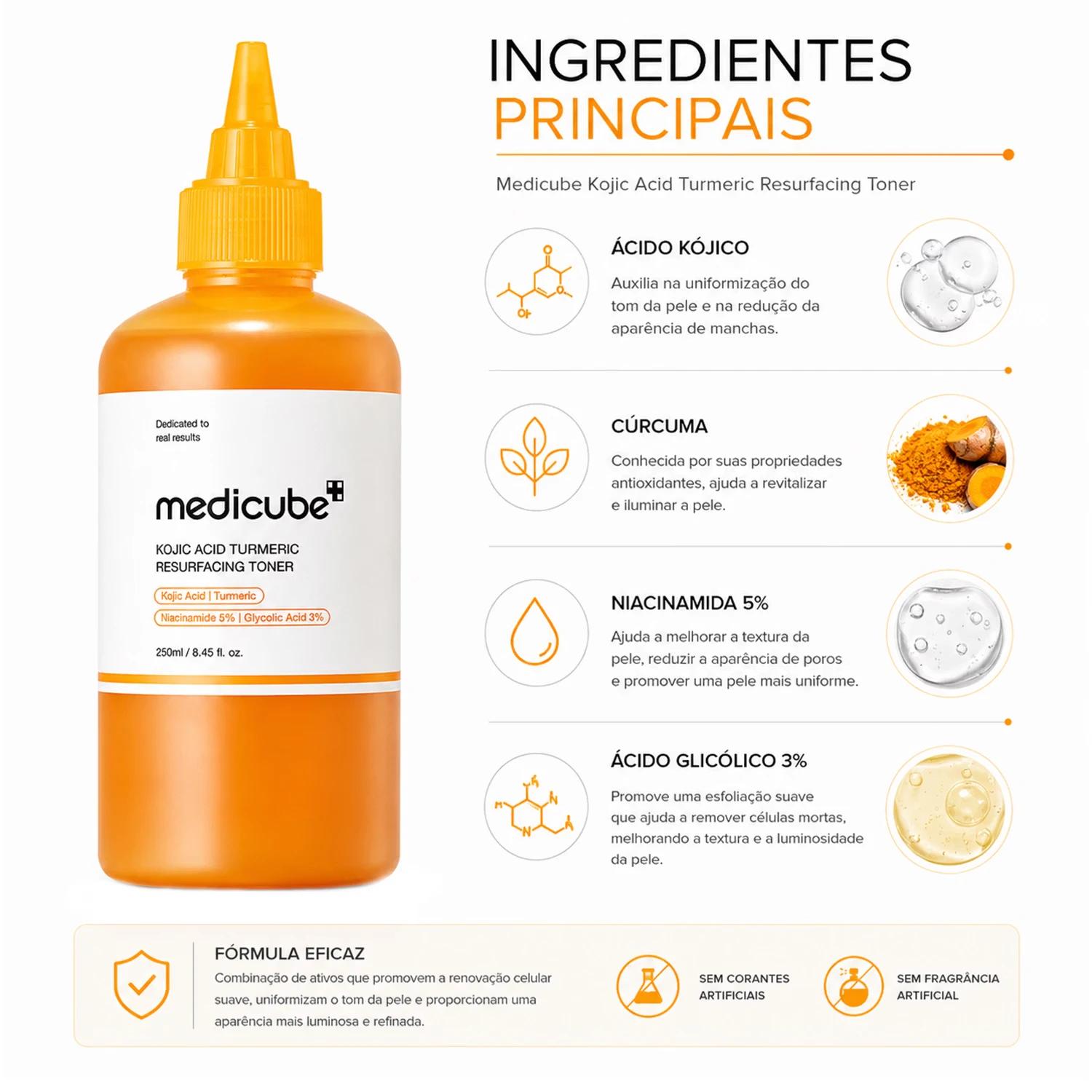 Tónico Facial Medicube Kojic Acid Turmeric Resurfacing 250ml - Imagen 2