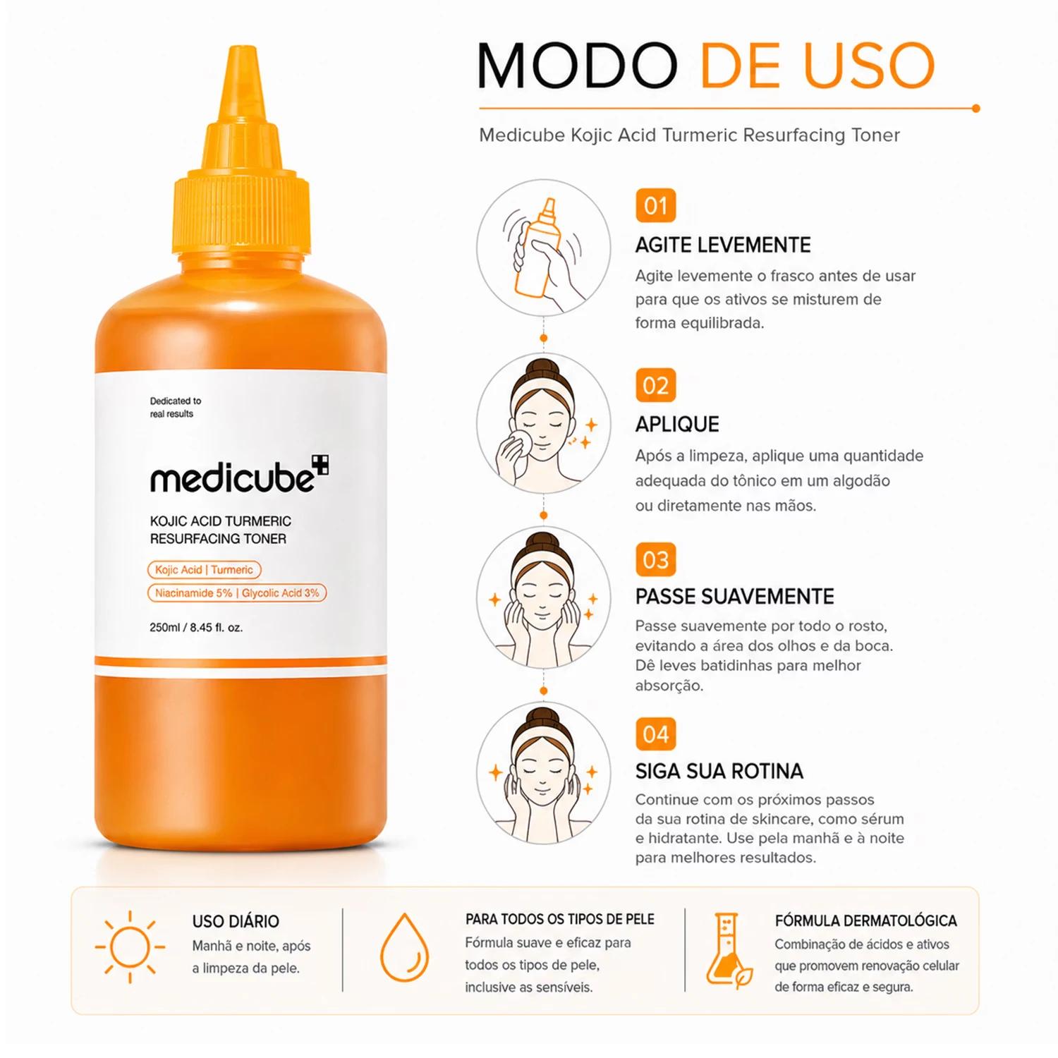 Tónico Facial Medicube Kojic Acid Turmeric Resurfacing 250ml - Imagen 4