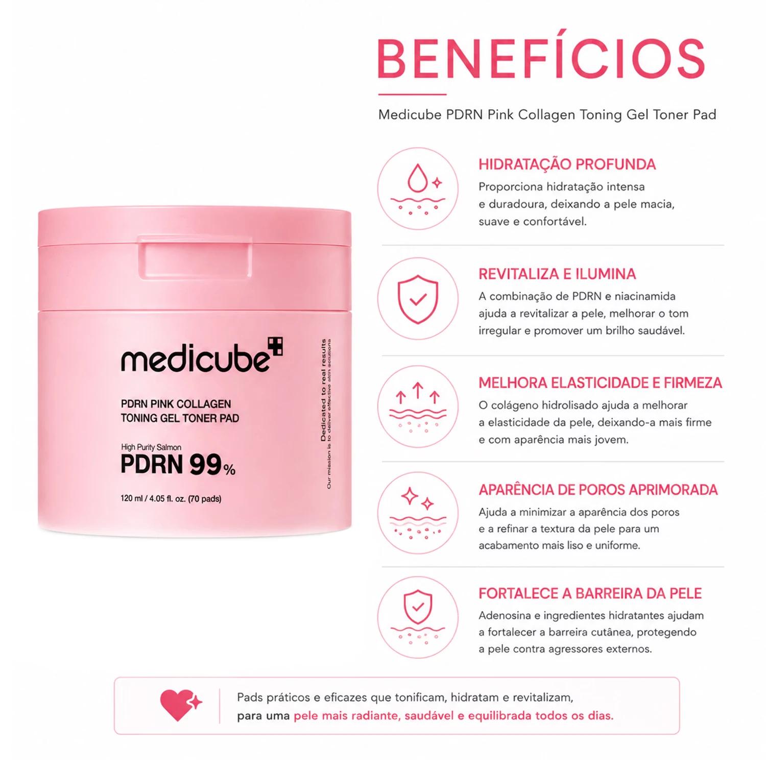 Máscara Para Contorno Dos Ojos Medicube PDRN Rosa Collagen Toning Gel Toner - 70 Unidades - Imagen 3