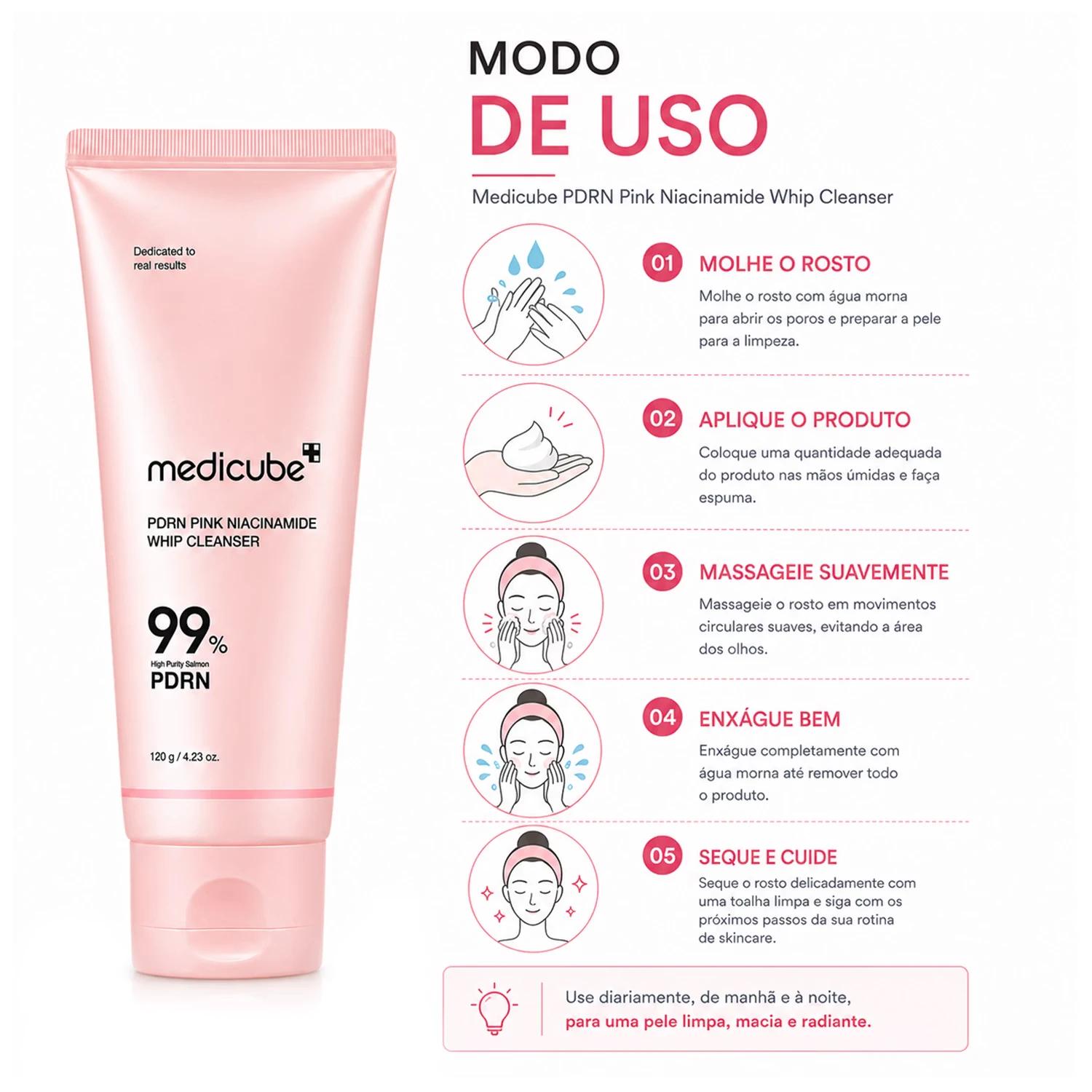 Espuma de Limpeza Medicube PDRN Pink Niacinamide Whip Cleanser 120g - Imagen 4