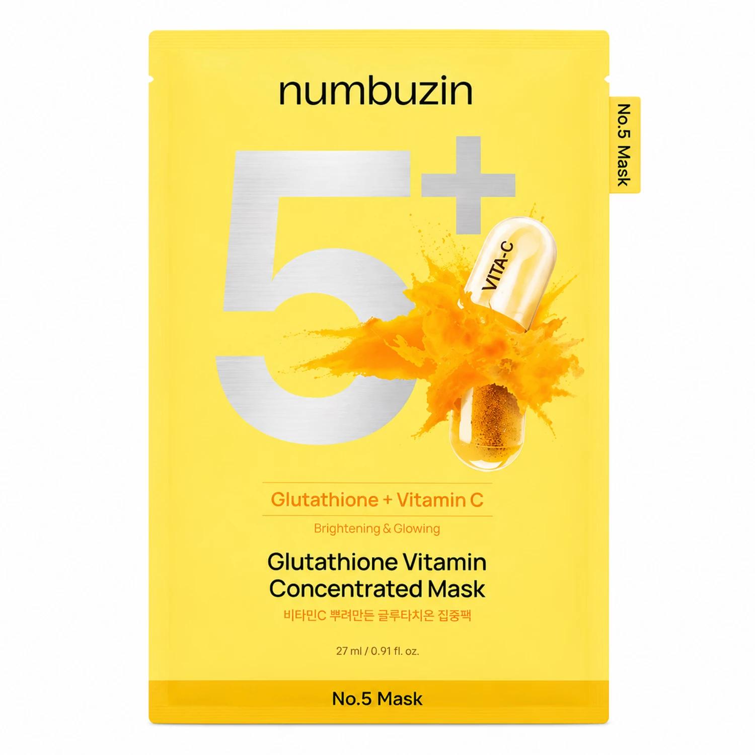 Máscara Facial Numbuzin No. 5+ Glutathione Vitamin Concentrated Mask 27ml