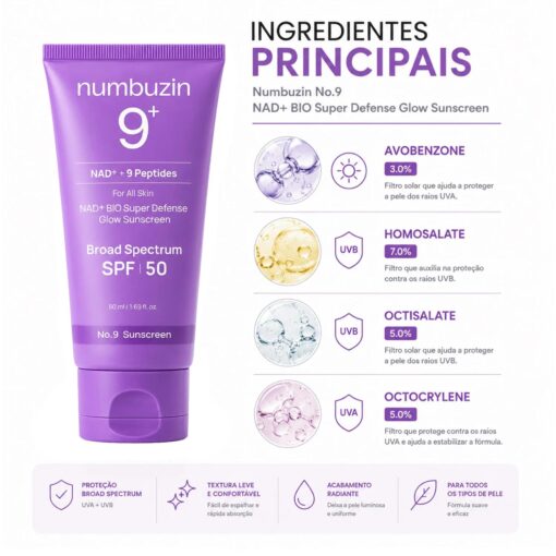 Alternative view of Protector Solar Facial Numbuzin No. 9 NAD+ Bio Super Defense Glow SPS 50 50ml