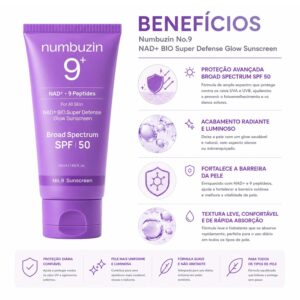 Protector Solar Facial Numbuzin No. 9 NAD+ Bio Super Defense Glow SPS 50 50ml - Imagen 3