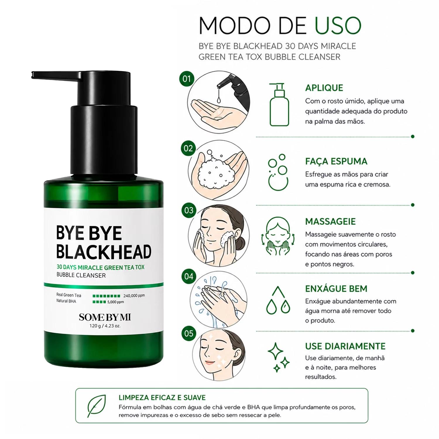 Gel De Limpieza Facial Some By Mi Bye Bye Blackhead 30 Days Miracle Green Tea Tox 120g - Imagen 4