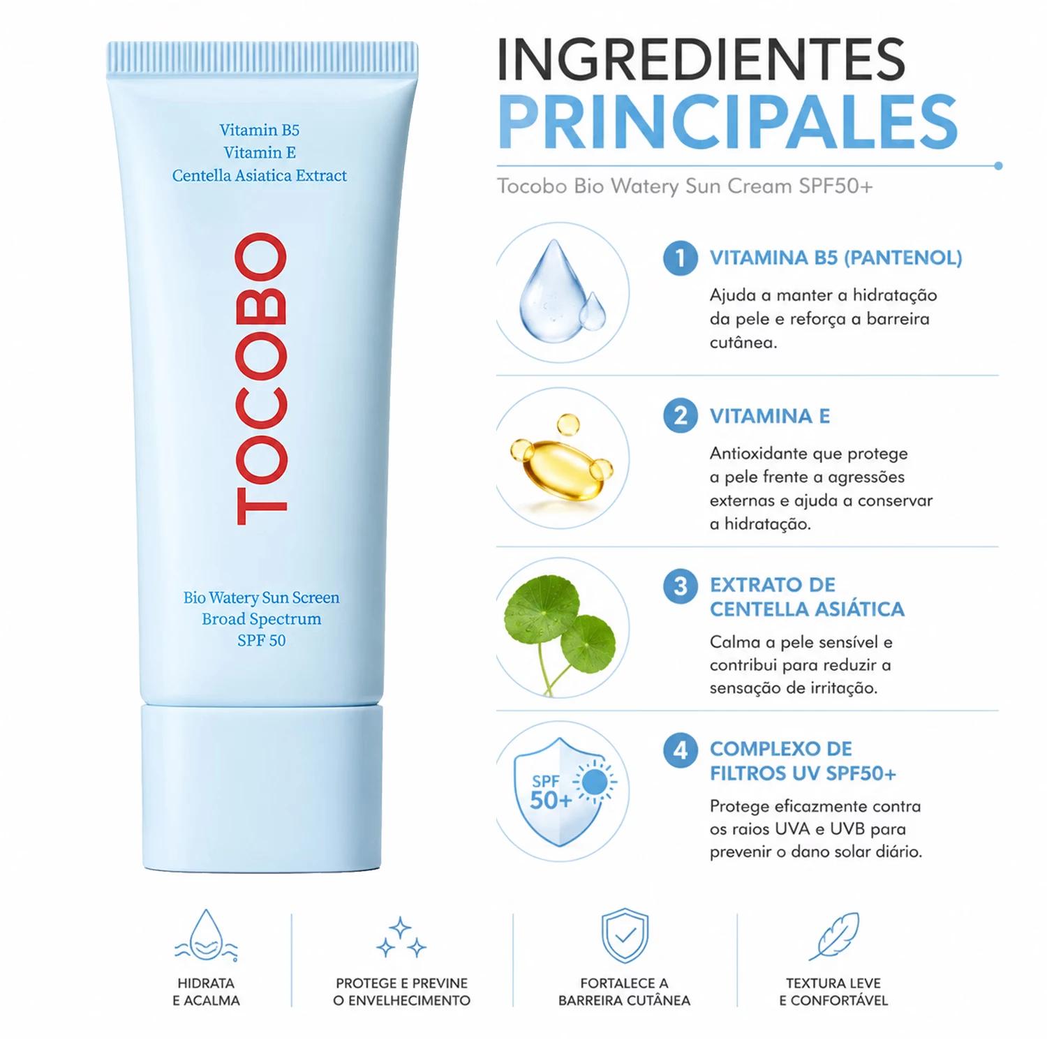 Protector Solar Facial Tocobo Bio Watery Sun Screen Spf50+ 50ml - Imagen 2