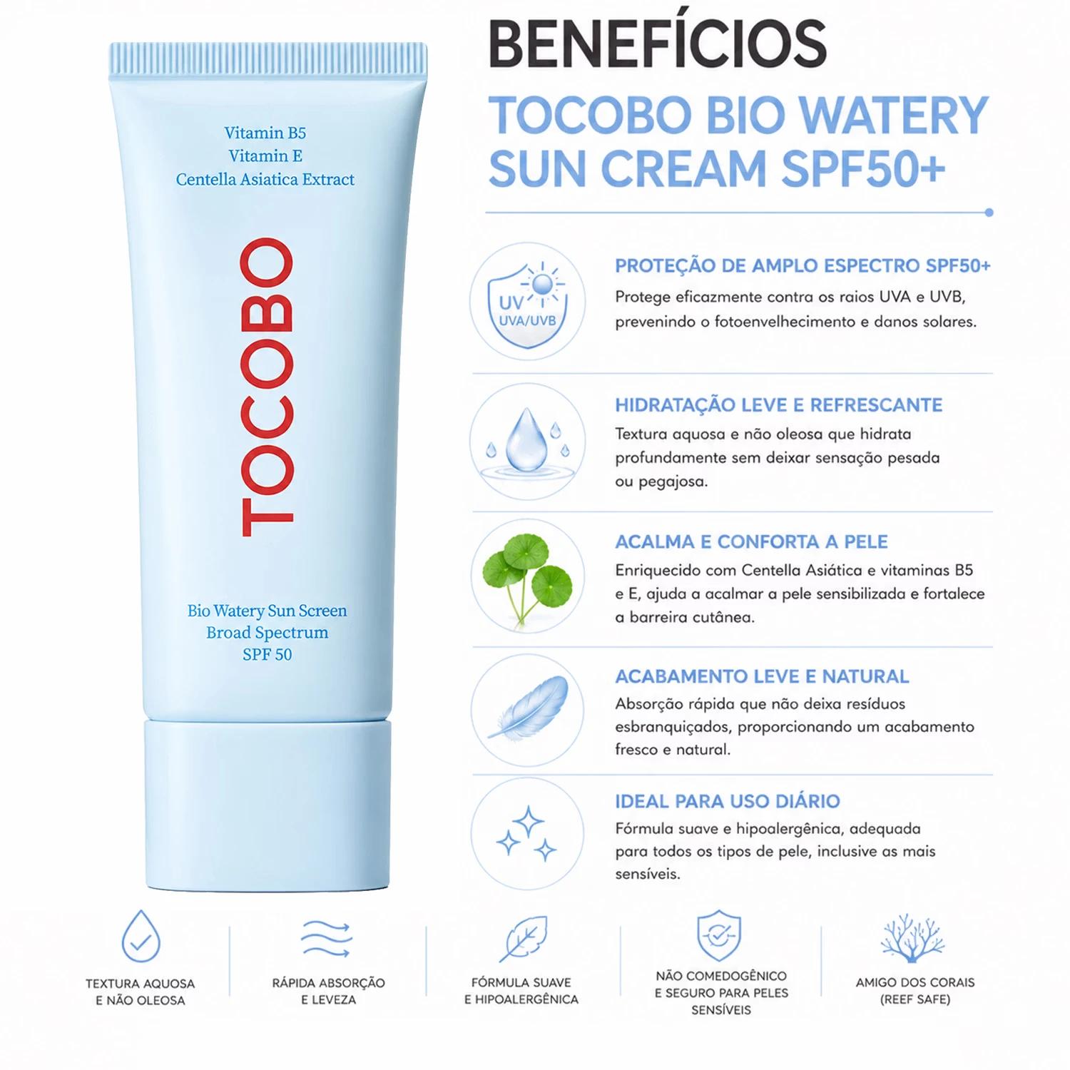 Protector Solar Facial Tocobo Bio Watery Sun Screen Spf50+ 50ml - Imagen 3