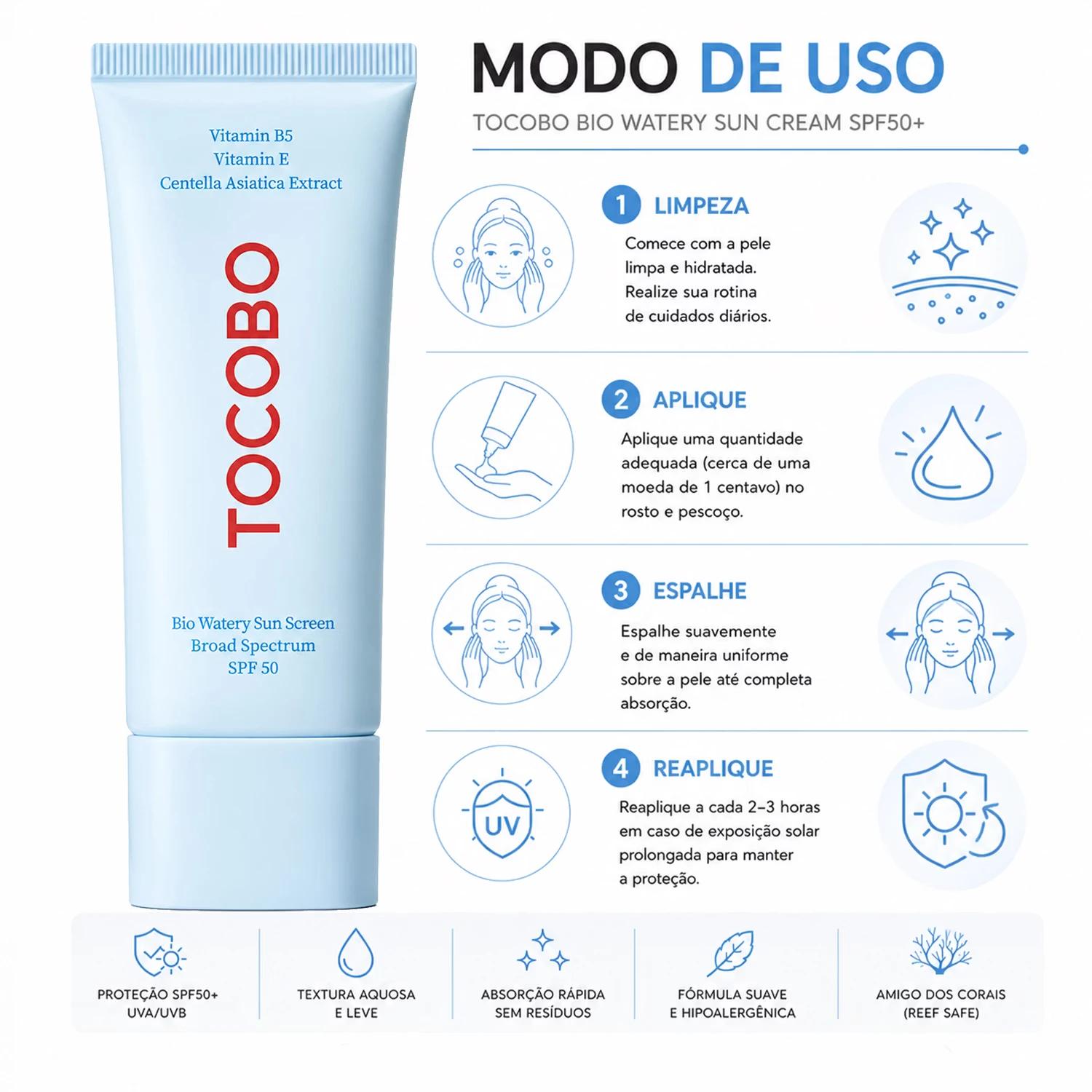 Protector Solar Facial Tocobo Bio Watery Sun Screen Spf50+ 50ml - Imagen 4