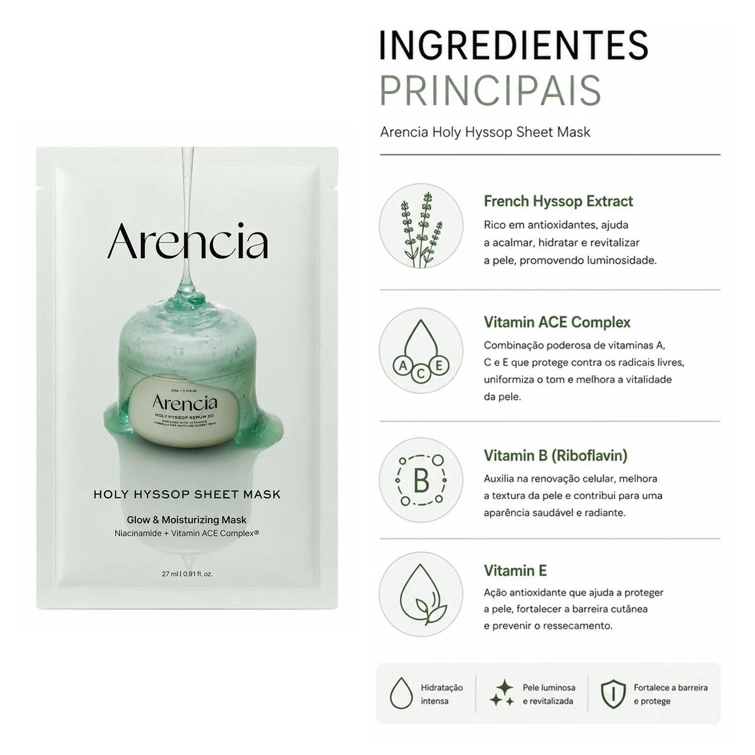 Máscara Facial Arencia Holy Hyssop Sheet 27ml - Imagen 3
