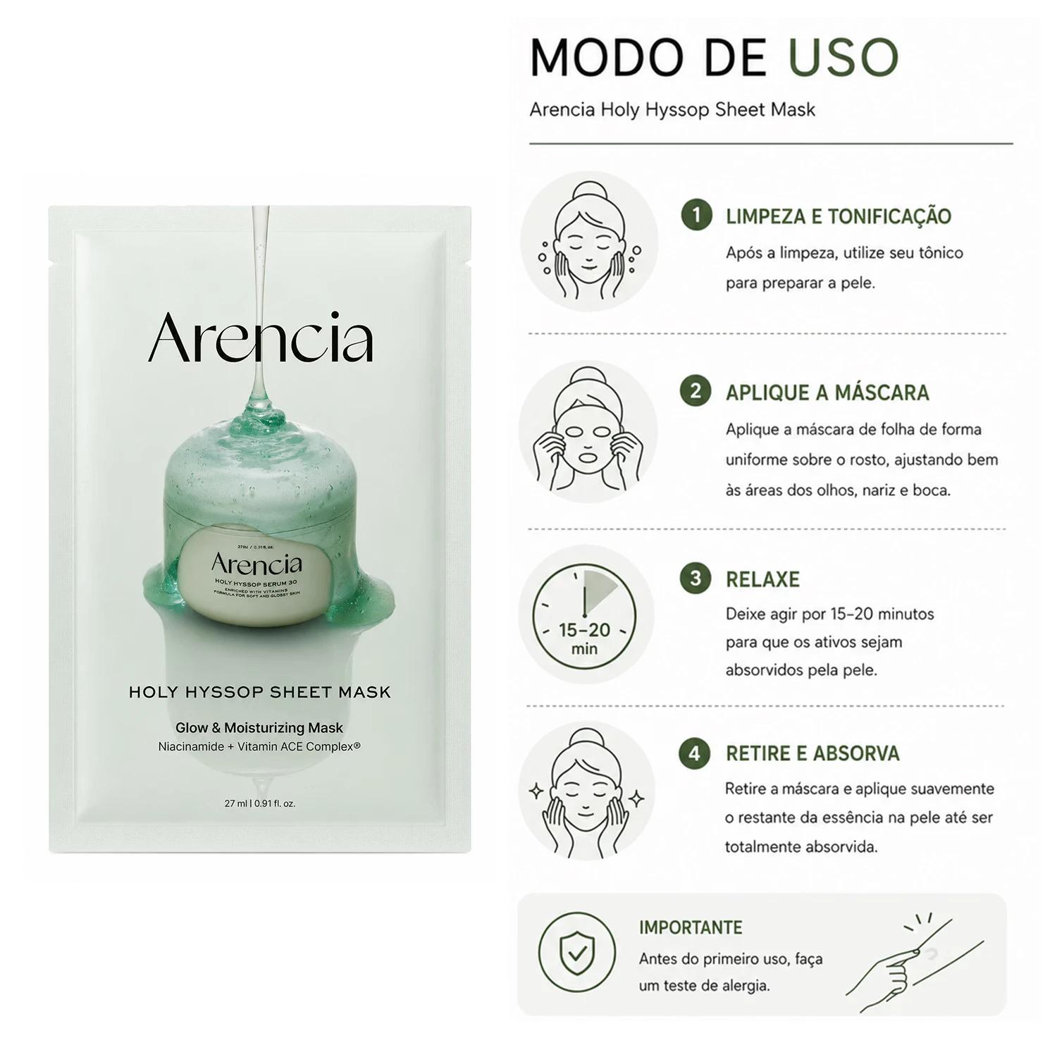 Máscara Facial Arencia Holy Hyssop Sheet 27ml - Imagen 5