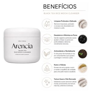Gel De Limpieza Facial Arencia Black Tea Rice Mochi Cleanser 120g - Imagen 3