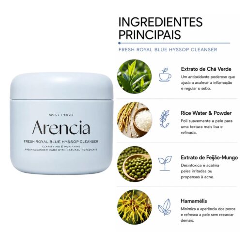 Alternative view of Gel de Limpeza Facial Arencia Fresh Blue Hyssop Rice Mochi Cleanser 120g