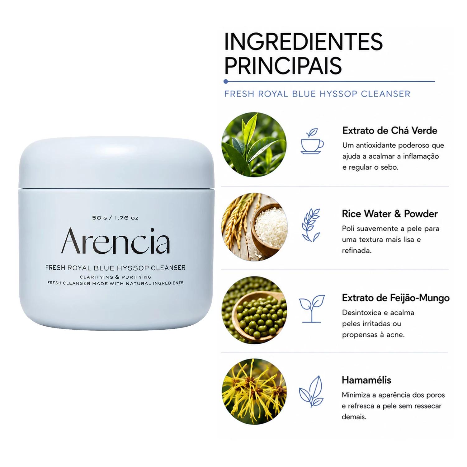 Gel de Limpeza Facial Arencia Fresh Blue Hyssop Rice Mochi Cleanser 120g - Imagen 2