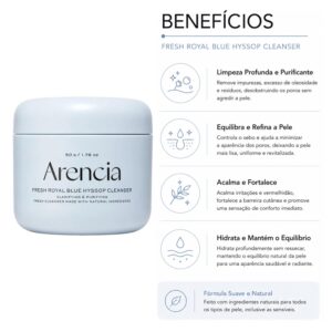 Gel de Limpeza Facial Arencia Fresh Blue Hyssop Rice Mochi Cleanser 120g - Imagen 3