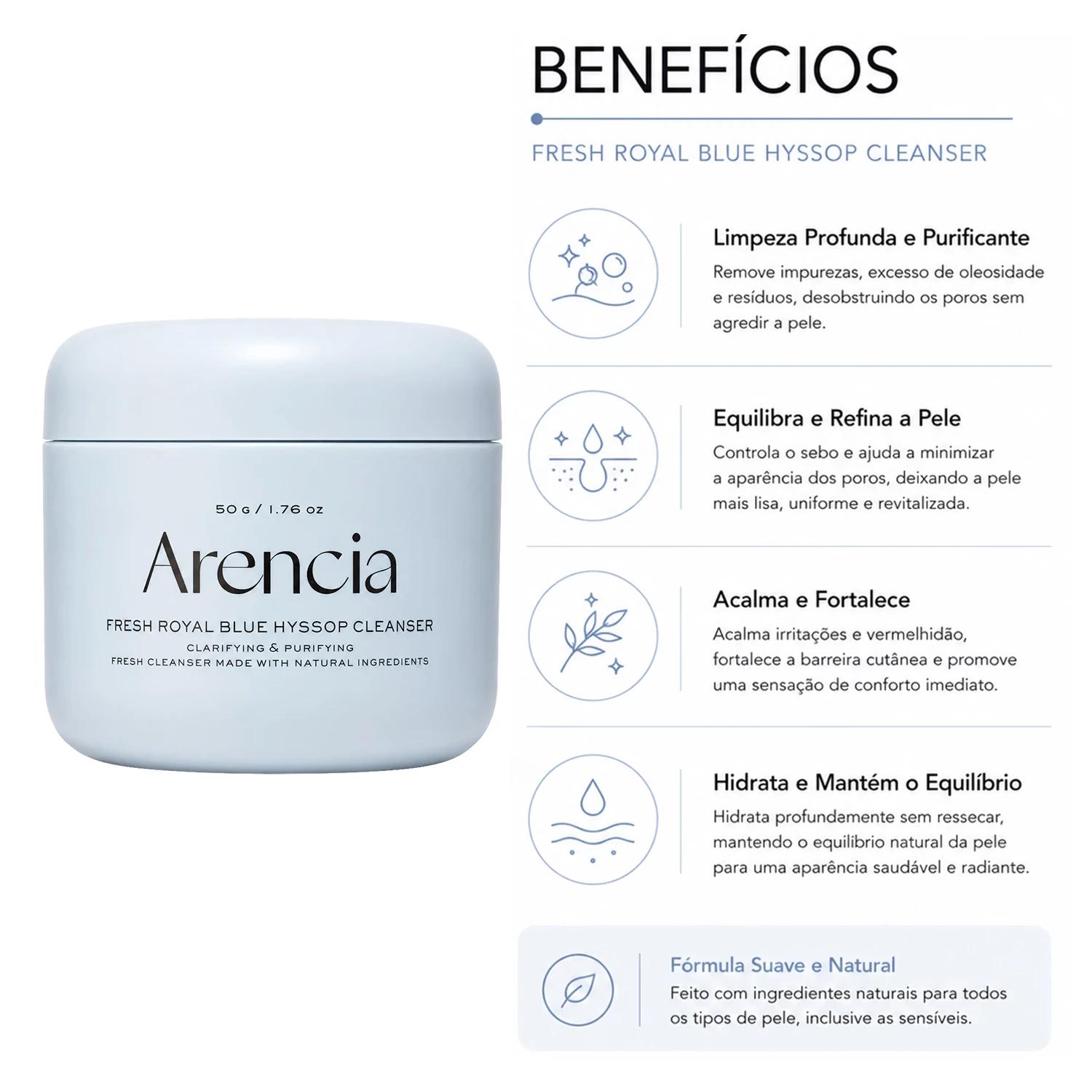 Gel de Limpeza Facial Arencia Fresh Blue Hyssop Rice Mochi Cleanser 120g - Imagen 3