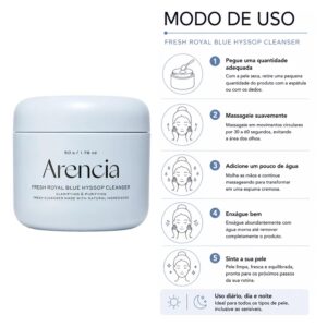 Gel de Limpeza Facial Arencia Fresh Blue Hyssop Rice Mochi Cleanser 120g - Imagen 4