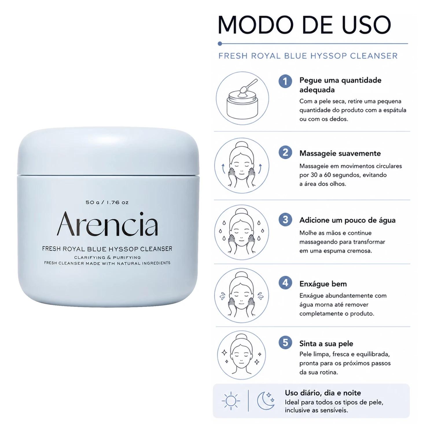 Gel de Limpeza Facial Arencia Fresh Blue Hyssop Rice Mochi Cleanser 120g - Imagen 4