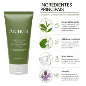 Gel De Limpieza Facial Arencia Green Tea + LHA Deep Pore Rice Cake Cleanser 150g - Imagen 2