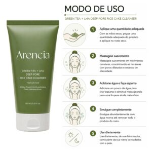 Gel De Limpieza Facial Arencia Green Tea + LHA Deep Pore Rice Cake Cleanser 150g - Imagen 4