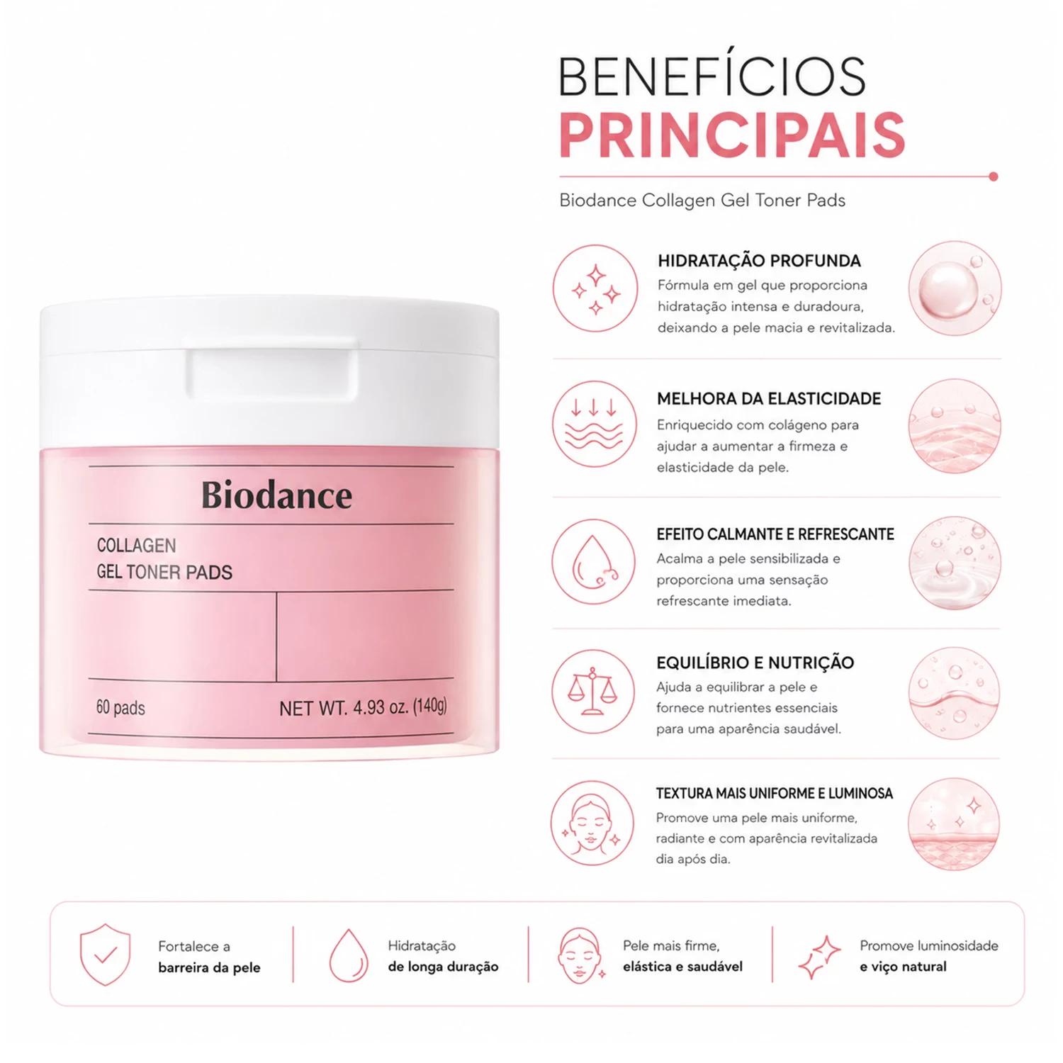 Pads Faciais Biodance Collagen Gel Toner 60 Unidades - Imagen 3