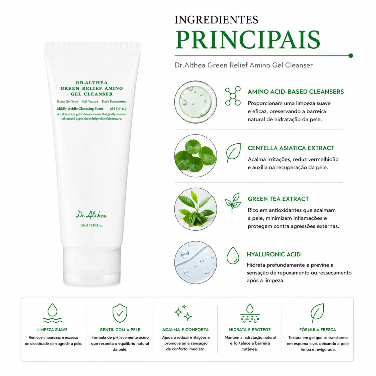 Gel De Limpieza Facial Dr. Althea Green Relief Amino Gel Cleanser 100ml - Imagen 2