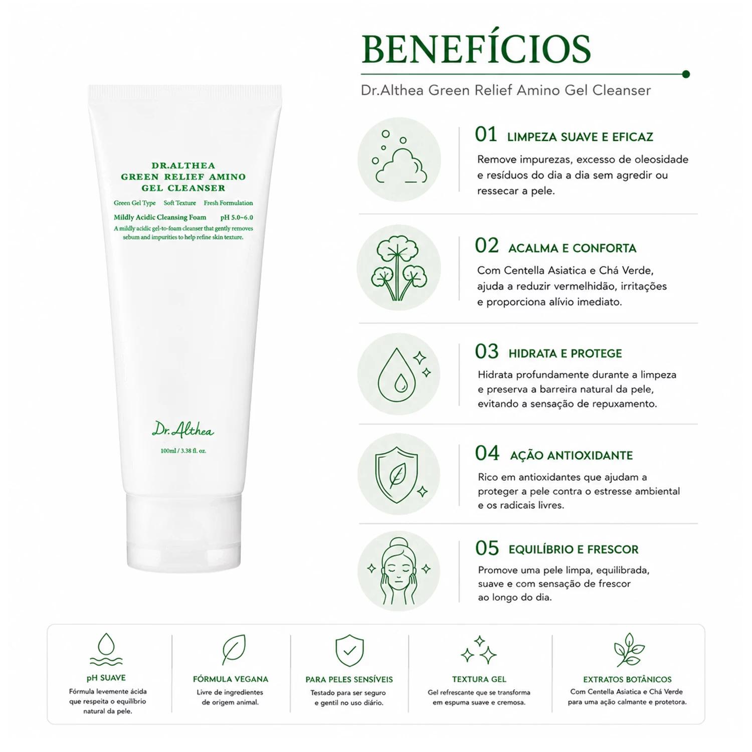 Gel De Limpieza Facial Dr. Althea Green Relief Amino Gel Cleanser 100ml - Imagen 3