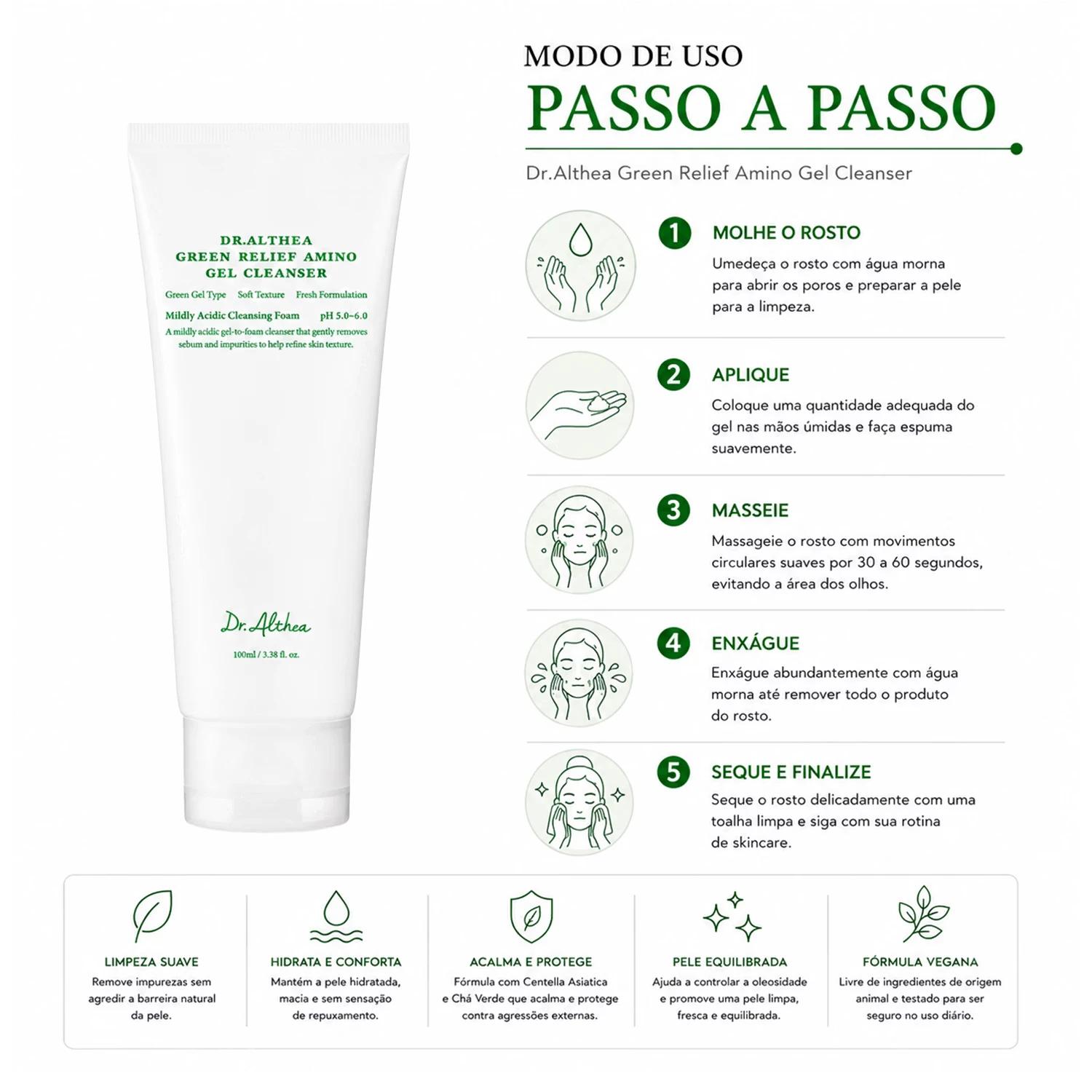Gel De Limpieza Facial Dr. Althea Green Relief Amino Gel Cleanser 100ml - Imagen 4