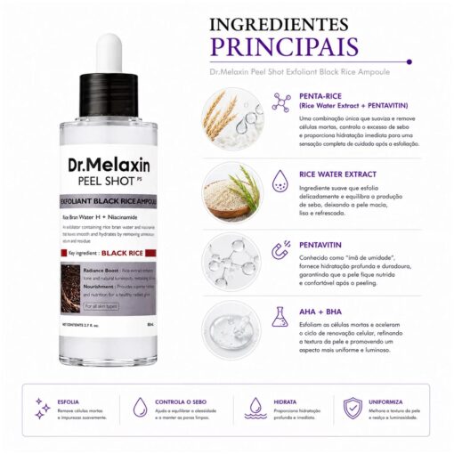 Alternative view of Ampola Exfoliante De Arroz Negro Dr. Melaxin Peel Shot 80ml