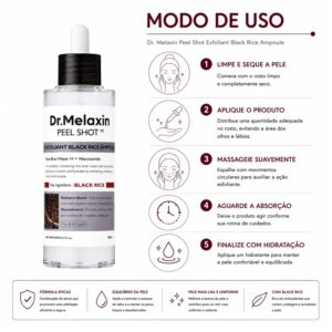 Esfoliante Facial Dr. Melaxin Peel Shot Exfoliating Black Rice Ampoule 80ml - Imagen 4