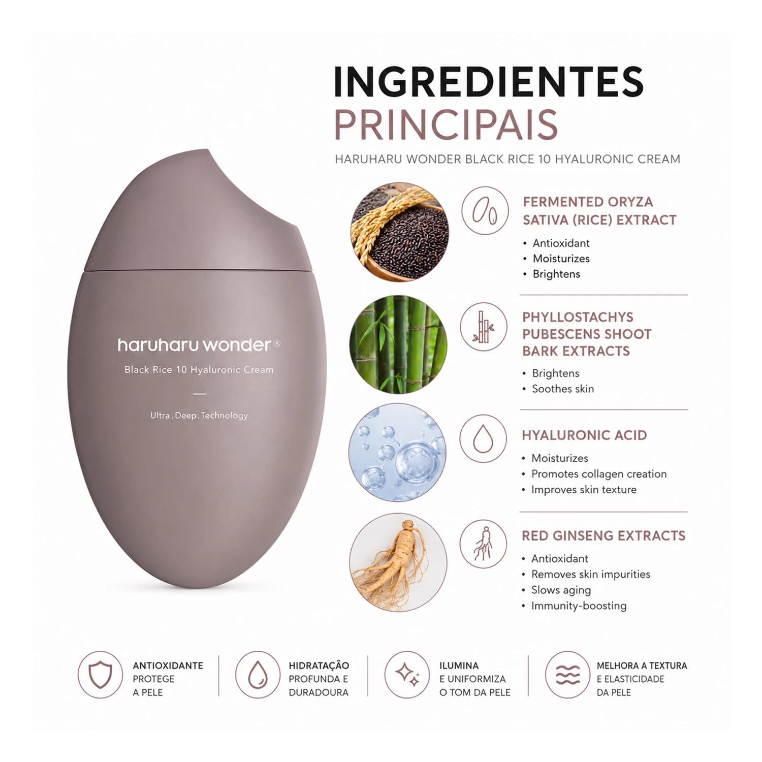 Creme Haruharu Wonder Black Rice 10 Hyaluronic 50ml - Imagen 2
