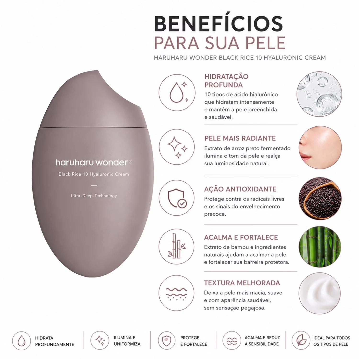 Creme Haruharu Wonder Black Rice 10 Hyaluronic 50ml - Imagen 3