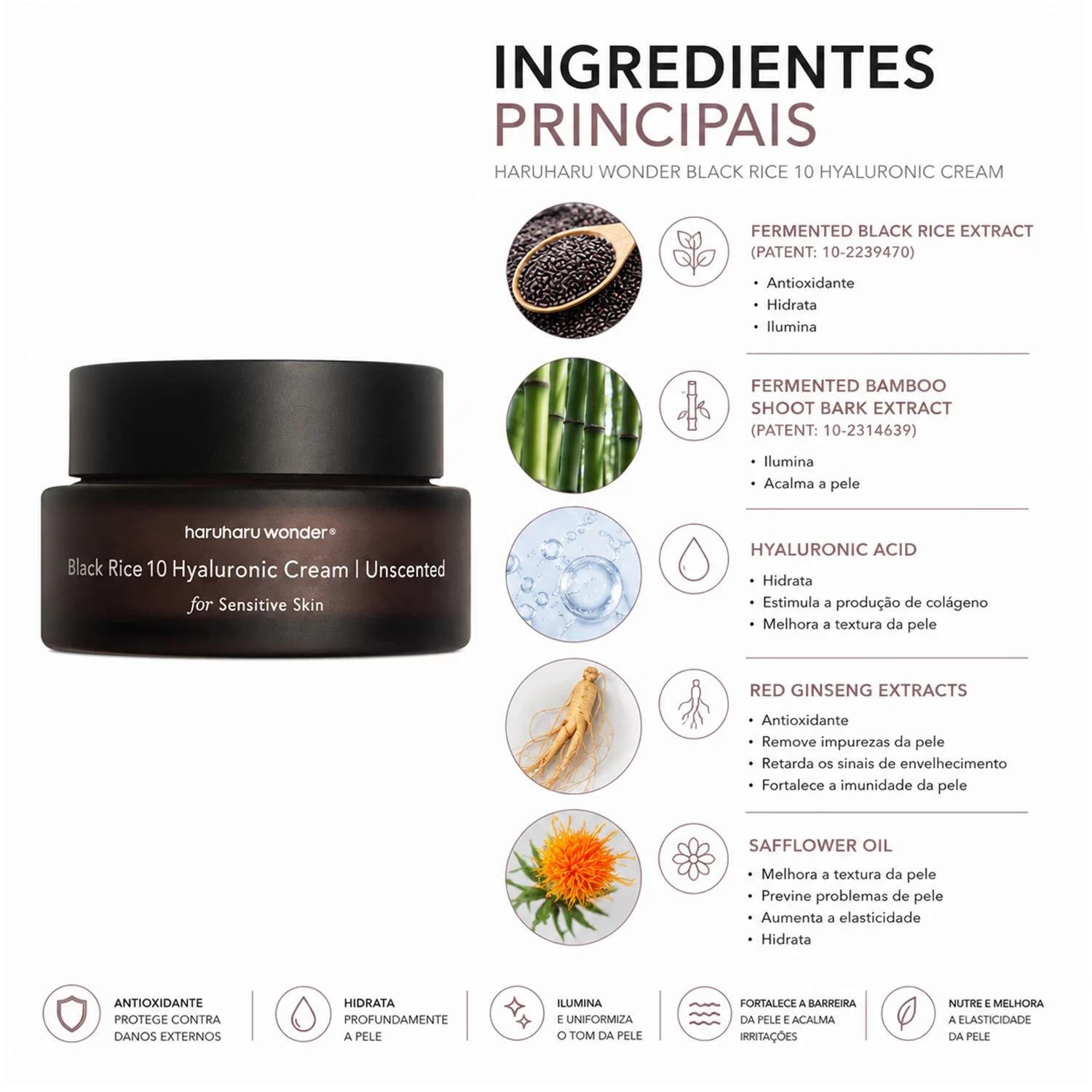 Creme Haruharu Wonder Black Rice 10 Hyaluronic Uncented 50ml - Imagen 2