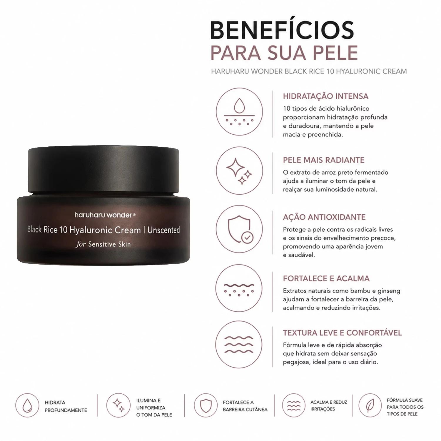 Creme Haruharu Wonder Black Rice 10 Hyaluronic Uncented 50ml - Imagen 3