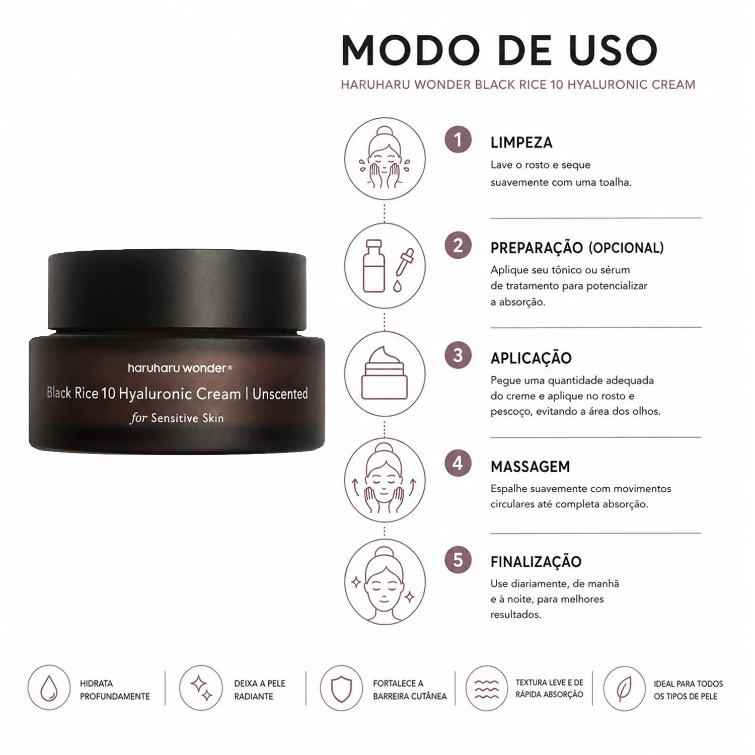 Creme Haruharu Wonder Black Rice 10 Hyaluronic Uncented 50ml - Imagen 4