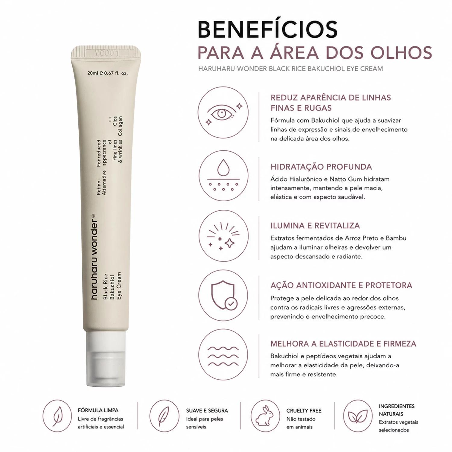 Creme para Olhos Haruharu Wonder Black Rice Bakuchiol 20ml - Imagen 3