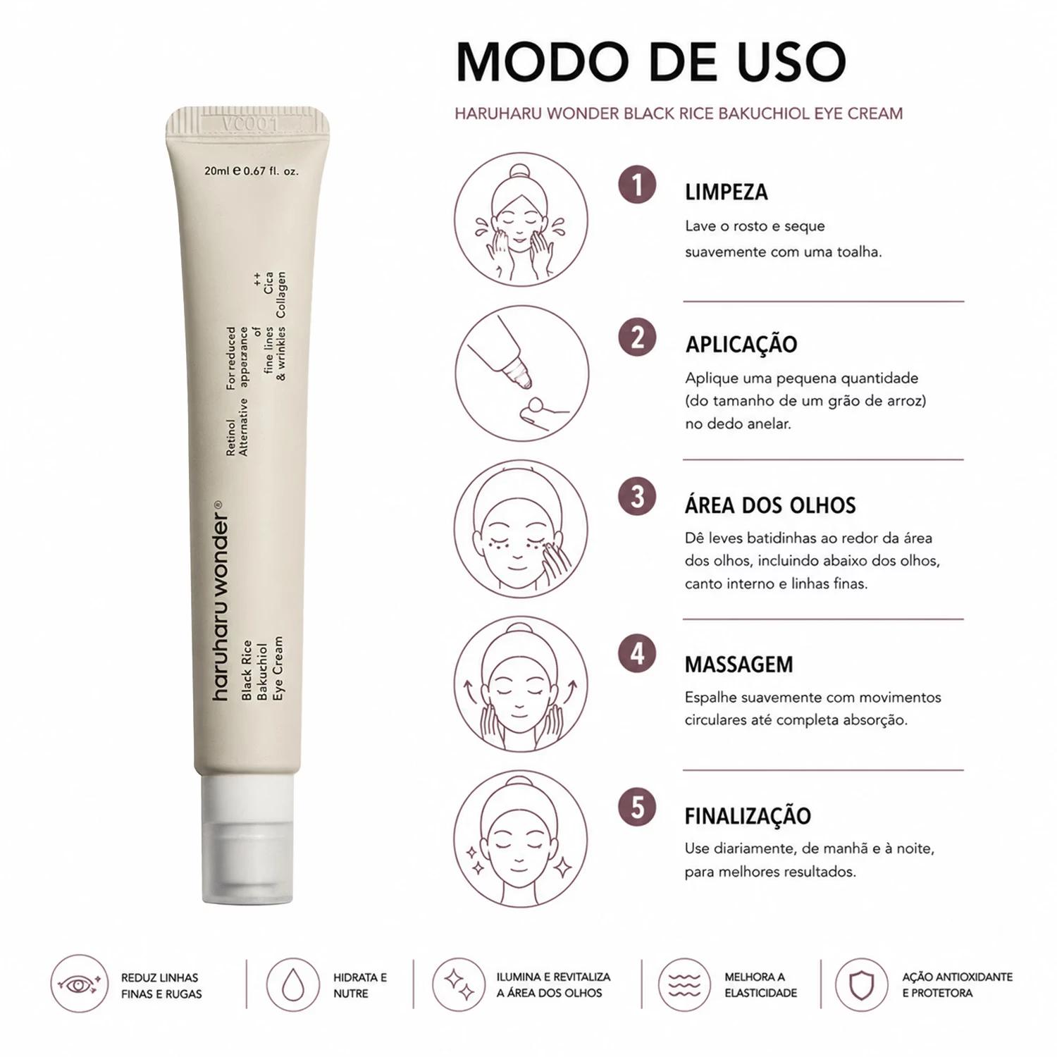 Creme para Olhos Haruharu Wonder Black Rice Bakuchiol 20ml - Imagen 4