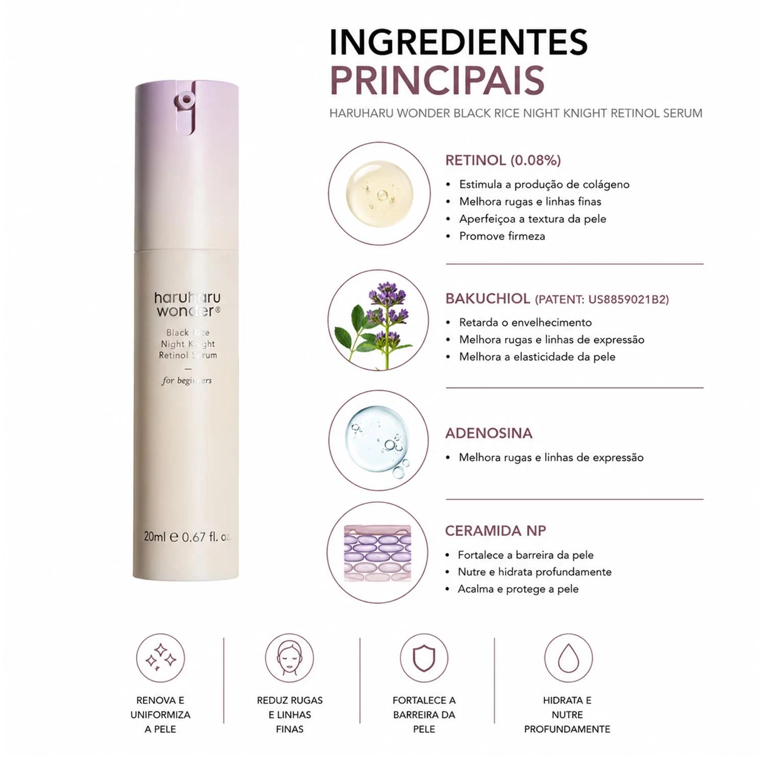 Sérum Facial Haruharu Wonder Black Rice Night Knight Retinol 20ml - Imagen 2