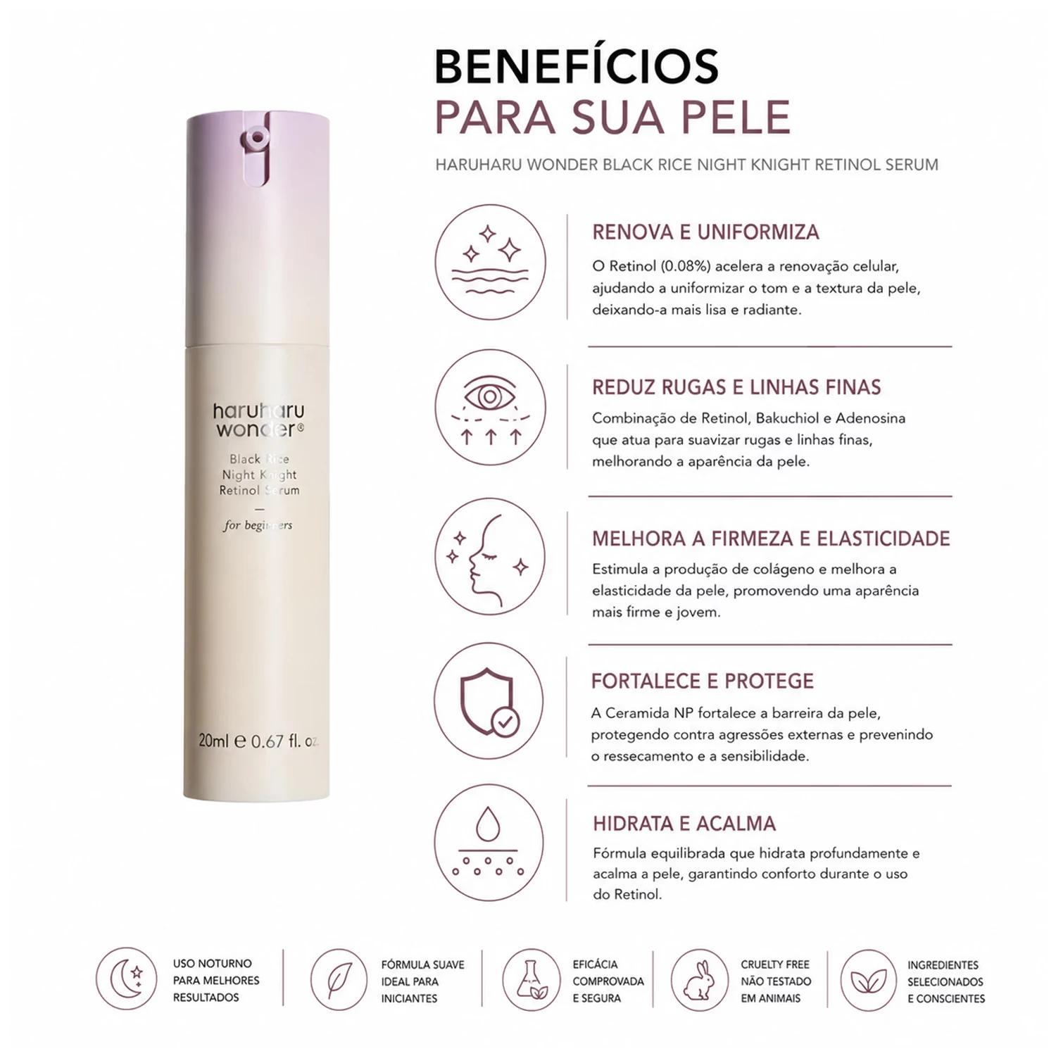 Sérum Facial Haruharu Wonder Black Rice Night Knight Retinol 20ml - Imagen 3
