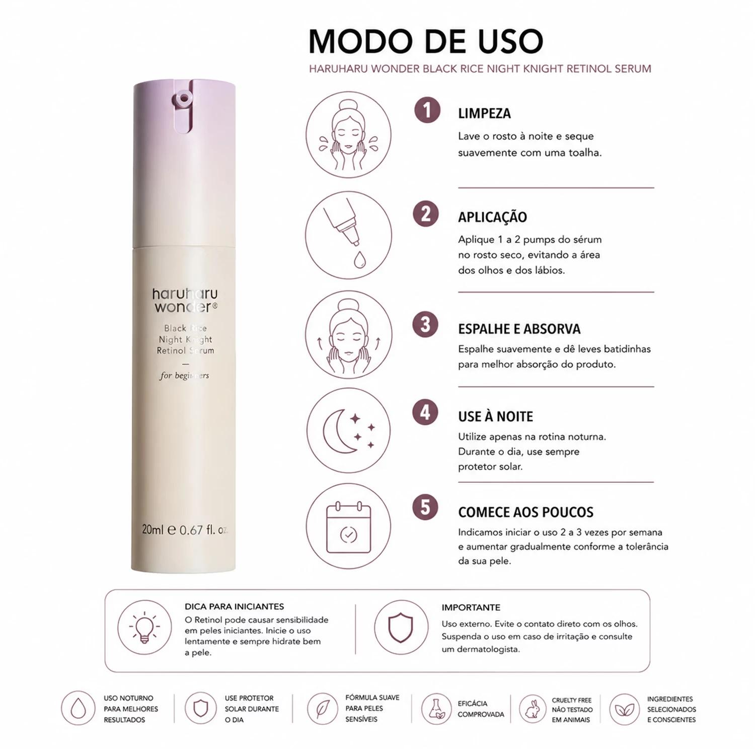 Sérum Facial Haruharu Wonder Black Rice Night Knight Retinol 20ml - Imagen 4